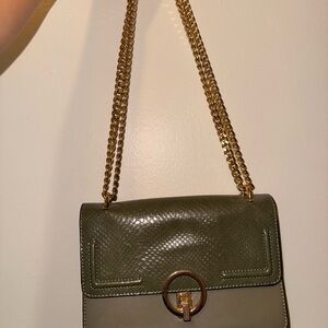 Aldo Olive Green Shoulder Bag with Gold Chain